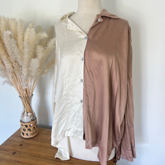 Lunya Color Block button down blouse - Picture 2 of 6